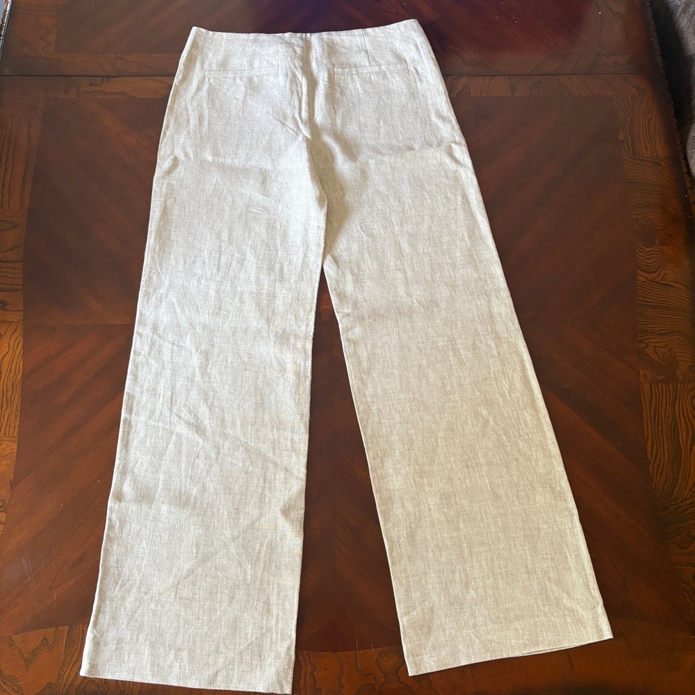 Reformation Linen Pants Vida Low Rise Oatmeal 2 - Picture 3 of 16